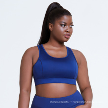 Sport Bra plus taille bleue haut impact pour femme Sport Bra Logo personnalisé 3xl buste complet Sports de soutien Sports pour l&#39;entraînement